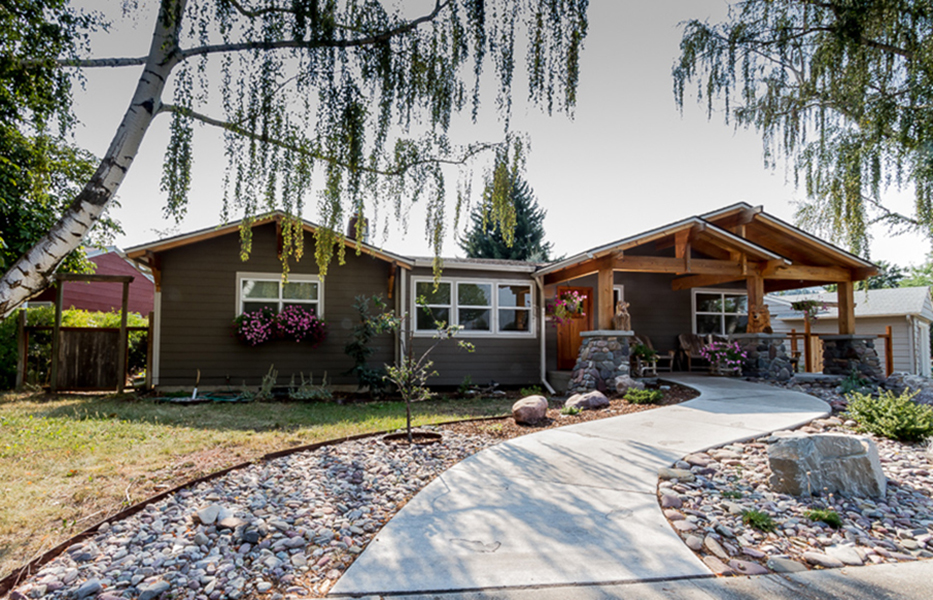 A beautiful home located in Missoula, Montana built using a zero-step entrance while blending in with it's surroundings.