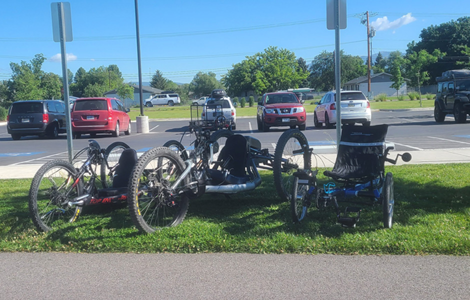 A few adaptive bikes are on display at the ADA picnic